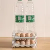 Depolama Şişeleri Kendi kendine haddeleme yumurta kutusu 2 katmanlı plastik yumurta raf tutucu için buzdolabı istiflenebilir çekmece mutfak buzdolabı organizatör