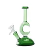 GlassVape666 GB035 Acqua di vetro bong di circa 18 cm di altezza verde mezza luna a forma di luna Rig fumato a forma di fumatore bomgs gorgogruzolo bong da cucciolo da cucciolo maschio cupola maschio