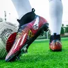 Stivali da calcio da uomo rosso nero stampato in tappeto senza slip scarpe calcistiche per uomo stivali bordati per bambini Cramponi di calcio 240426
