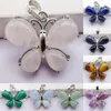 Anhänger Halsketten natürliche grüne Aventurin/Amethyst/Kristall/Achat/Sandstein/Opal/Malachit Steinperlen Edelstein Schmuck Schmetterling Schmuck Schmetterling