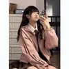 Deeptown Vintage Y2K Pink Suede Veste Femmes Fashion Corée Streetwear Bomber Cropped Vestes Japonais Style College Spring Coat 240428