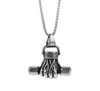 Pendant Necklaces Personality Creative Titanium Steel Necklace Does Not Fade Fitness Fist Dumbbell Sports Punk Hip Hop Power Jewel3009687