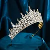 Tiaras Fashion Elegant White Crystal Tiara Crown Wedding Hair Bijoux Bride Bride Luxury Queen Girls Couronne Accessoires