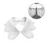 Bow Ties Women Girls Embroidery Floral Fake Collar Shawl Elegant White Necklace Shoulder Wrap Button Decorative Mini Cape Half