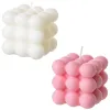 Candles 2 Pieces White Pink Bubble Candle Cube Soy Wax Candles, Home Decor Candle, Scented Candle , Home Use and Gifting (White+Pink)
