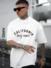 Zomer mannen katoen t -shirt Californië west tops mannelijke mode brief camiseta korte mouw kleding Harajuku streetwear 240412