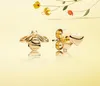 Brincos de atacado-aluno 925 Sterling Silver Bating 18k Gold Yellow Bee Temperamental Personalidade para jóias Earring de alta qualidade7729309