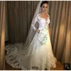 Dresses A Sleeves Line Long Lace Applique Sweep Train Jewel Neck Custom Made Garden Wedding Bridal Gown Vestido De Novia 403 Pplique Pplique pplique