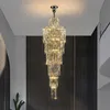 Villa salon Crystal Chandelier Light Luxury Lighting Duplex Floor to Floor Rotating Escair Long Chandelier Decoration