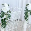 Декоративные цветы свадебные проходы церемония украшения искусственная роза с зелеными листьями ленты для церковной вечеринки