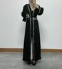 Abiti etnici abiti da donna Dubai ricamato in pizzo perla cardigan abito femme lonue musulman