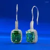 Studörhängen Spring Qiaoer 925 Sterling Silver Crushed Cut Lab Sapphire Emerald Gemstone Fine Vintage Drop For Women smycken