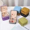 Velvet Jewelry Box for Women Brincos de anel de colar para mulheres Travel Travel Zipper portátil Caixa de armazenamento de jóias quadradas 240430