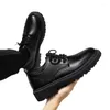 Casual Shoes 2024 Men Korea Leather Platform Oxfords Slip On Thick Tottom Male Derby Loafers Mens Square Toe Formal Dress