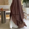 Vêtements ethniques Deux couches grandes Khimar Ramadan Musulmane Femmes en mousseline de mousseline Burqa Averhead Garment 2024 Eid Mubarak Niqab Nikab Abaya Robe