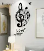 Musical Notes Art Creative Large Wall Clock Modernes Design 3D Fashion Acryluhren sehen Wohnzimmer Wohnzimmer Dekor 2103104265941