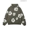 Flower Full Print Spodnie Oważnie streetwearu proste zwykłe mężczyźni i kobiety dżinsowe spodnie rozmiar S-xl Bluza Bluza dresowy garnitur PJZM