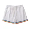 Mens shorts Solid Rainbow Printing Shorts Double Pocket Waist Loose Basketball Pants Casual Gym Running Training 240416