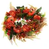 Fleurs décoratives couronne rose guirlande fleur plantes artificielles de suspension de fenêtre florale feuilles de saison d'automne en plastique