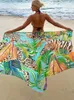 2024 년에 여자 태양 보호 커버 업 패션 인쇄 된 해변 목도리 여자 목욕복 우아한 해변 드레스 해변 수영복 240416