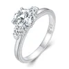 Clusterringe D Farbe Moissanit Ring für Frauen 0,5ct Stone Match Diamond Ehering Braut S925 Sterling Silber