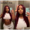 Synthetic Wigs New 613 Blue/Pink/Purple/Yellow/Red Colorf Brazilian Straight Lace Front Wig Pre Plucked Frontal Hair For Women Drop De Dham2