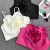 Serbatoi da donna cinghia regolabile cinghia 3D punto fiore senza maniche sexy sexy y2k canotta a vaso a vasca stret slim fit 2024 corta corta estiva