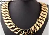 Echt roestvrij staalgoud 31 mm Super zware dikke dikke heren platte stoeprand Cubaanse ketting kettingen hiphop overdreven ketting8668924