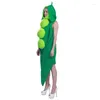 Themakostuum hzy green pod grappige feest Halloween -kostuums voor volwassenen vrouwen cosplay jumpsuit met capuchon schattige kerstkleding