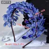 Headpieces HNYYX Rhinestone Beaded For Women Headband Handmade Vintage Crystal Hair Hoop Girls Party Holiday Accessories A165 Blue