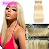 Brasilianische jungfräuliche menschliche Haare 3 Bündel mit 13x4 Spitze Frontal HD Blonde Farbe 613# Silky Straight Body Wave 4 Stcs/Los