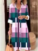 Lässige Kleider 2024 Hemdkleid Tops Elegant und hübsche Frauenkleidung 3D -Farbblock Pintenabend Abschlussball Luxus