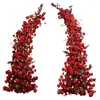 Decoratieve bloemen Hoorns Arch Red Rose Flower Arrangement Set Bruiloft achtergrond Decoratie Moon Stand Custom Row White Home Party Deco