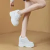Lässige Schuhe Krasovki 11,5 cm natürliche echte Lederplattform Keil versteckte Ferse Frauen Frühling Herbst Chunky Sneakers High Heels