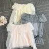 Blouses de femmes Ninion Tulle Tops Summer Sexy Slim Slim Temperament Solite Femmes Chemises de la mode épaule Blouse Lovely Ladies Top