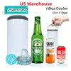 US Warehouse 16oz Sublimation Cooler Tumblers 4 in 1ダブルウォールステンレス鋼真空断熱クーラー2つの蓋付きDIYブランクビールマグカップ25PCS B5 251E