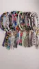 EUB 10pcs mixed colors PU Leather O Key Chain Custom Circle Tassel Wristlet Bracelet Keychain Women Girl Key Ring Wrist Strap9007999