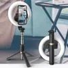 Selfie Monopods Wireless selfie stick with LED ring light foldable tripod single legged stand for iOS and Android Bluetooth control 4-in-1 6-inch WX