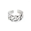 With Side Stones BIG J.W Personality 925 Sterling Silver Rings For Women Retro Thick Link Chain Open Cuff Fashion 2024 Korean Fine Jewelry