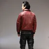 Veste en cuir rouge marron pour hommes vestes de moto