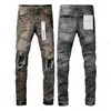 Herrdesigner män lila jeans märke denim byxa ruin hål byxor höjd kvalitet broderare nödställd rippad cyklist svart blå jean mens klädonq5