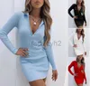 Basic Casual Dresses Designer Dress Fashion new style Lapel zipper high waist long sleeve bottomed dress women's wear