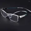 Zonnebrillen Frames Vazrobe Titanium -bril frame Men Semi Rimless grote glazen Mannelijke brillen voor Recept Lezen Optische lens