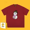 Trendy Brand Smiley Face T-shirts Snowman Print Short Sleeved Heavyweight 260g Cotton Loose Fitting Tees