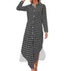 Casual Dresses Retro Plaid Print Chiffon Dress Red and Green Elegant Stylish Ladies Sexiga mönsterkläder Big Size 5xl 6xl