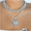 قلادة قلادة 2021 Iced Out Bling Women Jewelry Micro Pave 5A Cz Zirconia Zirconia Big Heart Tennis chain charking netclace drop drop Deli dhvcg