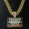  Creative Trump 2024 Tam Elmas Moda Kişilik Kolyesi Küba Zincir Kolye 0509