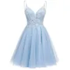 Sparkly Tulle Homecoming Короткие кружевные выпускные платья для подростков мини -хвостовое платье