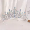 Tiaras di lusso elegante rosa verde blu corona opale donna accessori per capelli per matrimoni Accessori per cristalli da sposa Tiaras Vestite Abbigliamento Canda