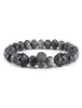 Bracciale di Buddha uomini CZ Skull Charm India Labradorite 8mm in pietra naturale Bracciale per gli uomini fatti a mano1575756